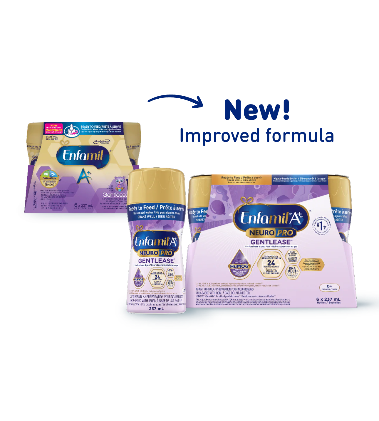 Enfamil A+ NeuroPro Gentlease Infant Formula, Nipple-Ready to Feed Bottles - Image 2